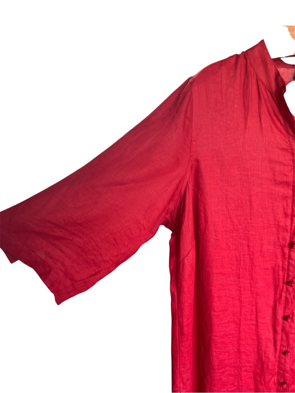 Alexandra Bartlett 100% Linen Red Midi Button-Front Shirt Dress 2X - Picture 2 of 10